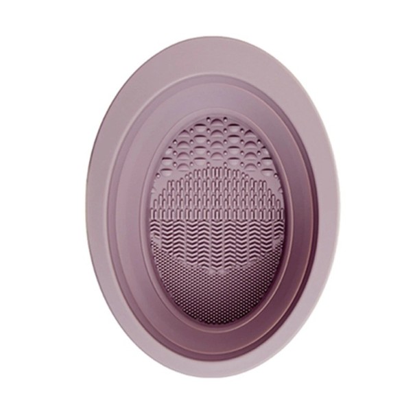 Foldable Cleaning Bowl for Make-up Brushes 14.5 x 10.5 cm Silicone Cleaning Tool Egg Silicone Gel Portable Helper for Women Cosmetic Care purple