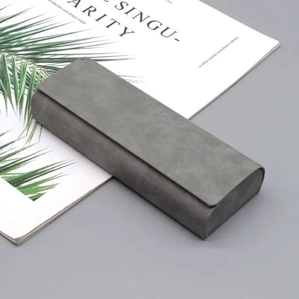 Foldable Glasses Case 15.6 x 6.1 x 3 cm Hard Protective Case Made of Artificial Leather for Sunglasses and Prescription Glasses grey
