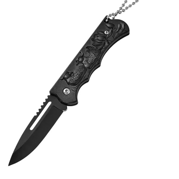 Foldbar campingkniv 15,5 cm Sort andemønsterkniv Udendørs foldekniv Trykt håndtag Vandring Camping Udendørsudstyr 1