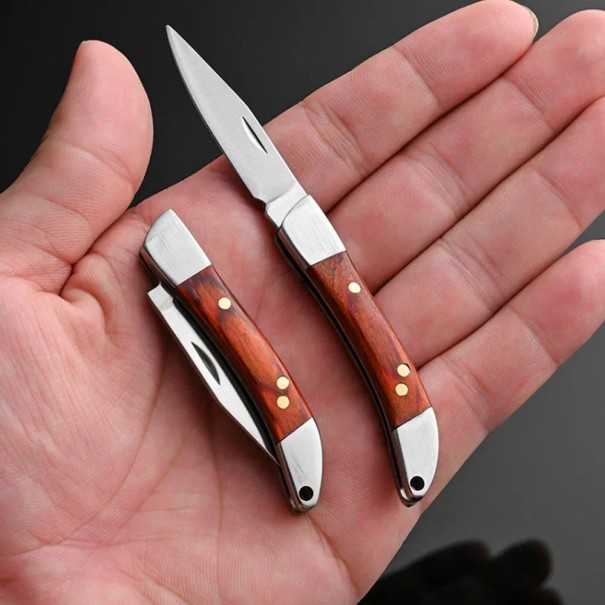Foldbar lommekniv i rustfrit stål 10 cm kompakt EDC-lommekniv foldekniv til rejser udendørs værktøj camping vandreture overlevelsesture brun