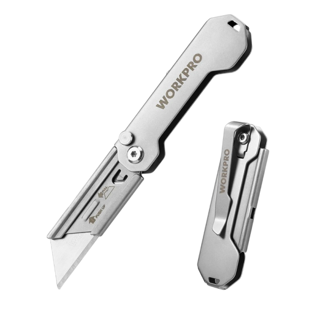 Foldbar universalkniv med udskiftelig klinge 14,5 cm Præcisionsskæring Papkasser Hobbyarbejde Gør-det-selv Husholdning Metalhåndtag 1