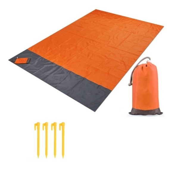 Foldbart picnictæppe orange 200 cm x 210 cm