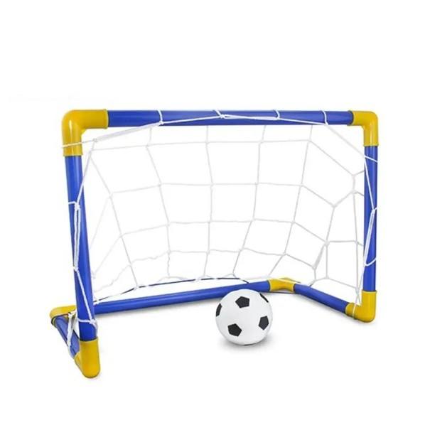 Foldbart plastikfodboldmål 44,7 x 31,8 x 25,2 cm med bold og pumpe. Børnefodboldmål. Legetøj til drenge til haven og rummet. 1