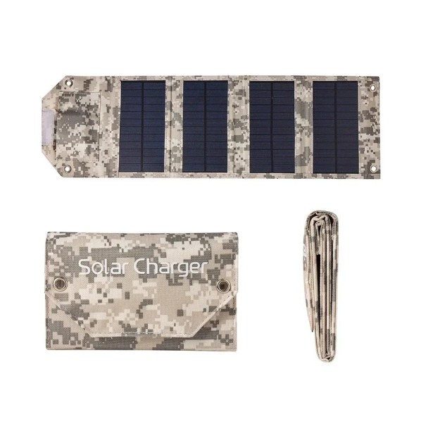 Foldbart solpanel 60W USB 5V 610x180 mm bærbar solcellebank med opladningskabel til udendørs camping og vandreture camouflage