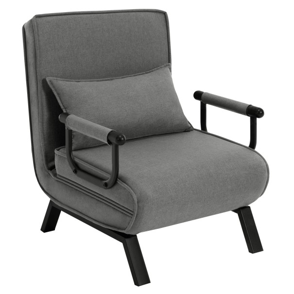 Folding Armchair 65 x 78 x 75 cm Three Position Folding Recliner Chair Lounger with Backrest for Living Room and Bedroom dark grey