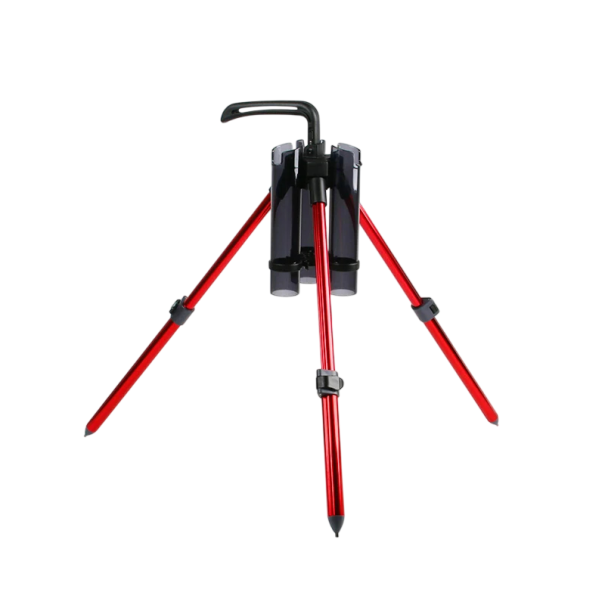 Folding Fishing Rod Stand Telescopic Construction 39 × 62 cm Metal Plastic Rod Holder for Fishing by Water or in the Field red
