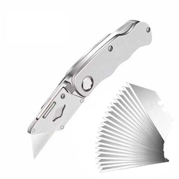 Folding Knife 15 cm with 10 Replacement Blades Cutting Knife for Cardboard Wallpaper Knife for Carpets Hobby Knife for DIY in the Workshop and Construction 1