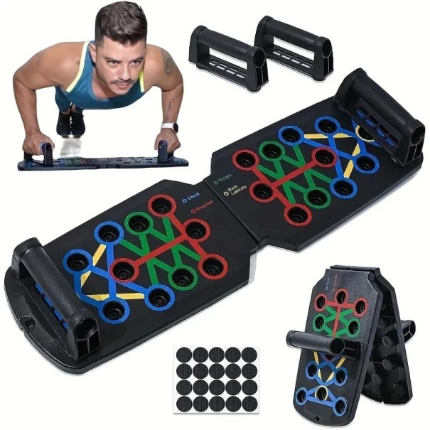 Folding Push-Up Board with Coloured Grip Guidance Training Triceps, Back, Shoulders and Chest 1