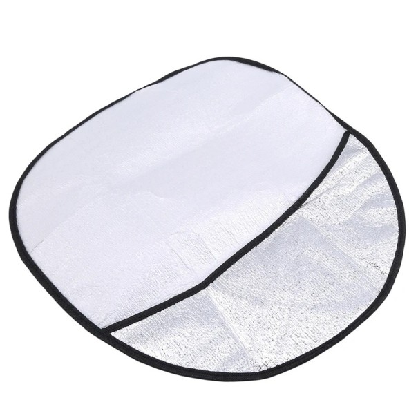 Folding Silver Steering Wheel Cover for Car 49x45 cm Double Layer UV Protection Sunshade with Pearl-Cotton Filling 1