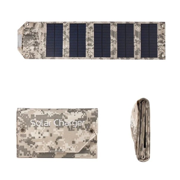 Folding Solar Panel 80W USB 5V 735x180 mm Portable Solar Power Bank with Charging Cable for Outdoor Camping and Hiking camouflage