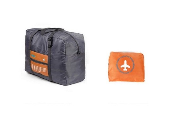 Folding Travel Bag 32 l for Holidays and Trips With Front Zip Pocket Folded into a Case 19 x 15 cm Unfolded 46 x 20 x 35 cm orange