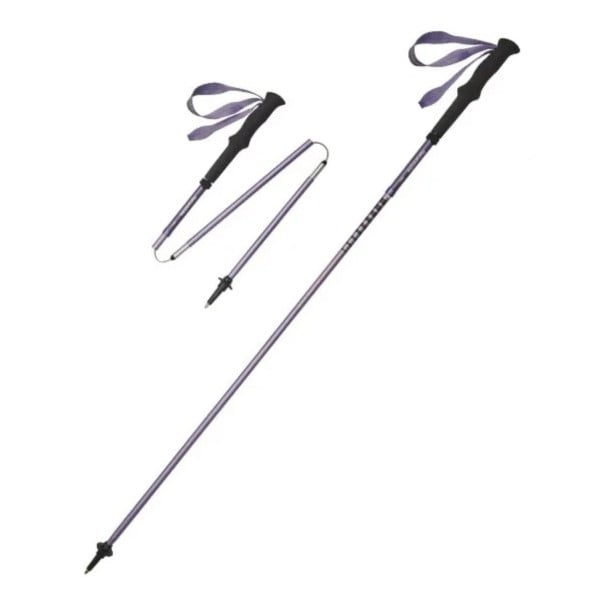 Folding Trekking Pole 130 cm Collapsed to 39 cm Ultralight with Quick Segment Deployment Wrist Strap and Anti-Slip Tip purple