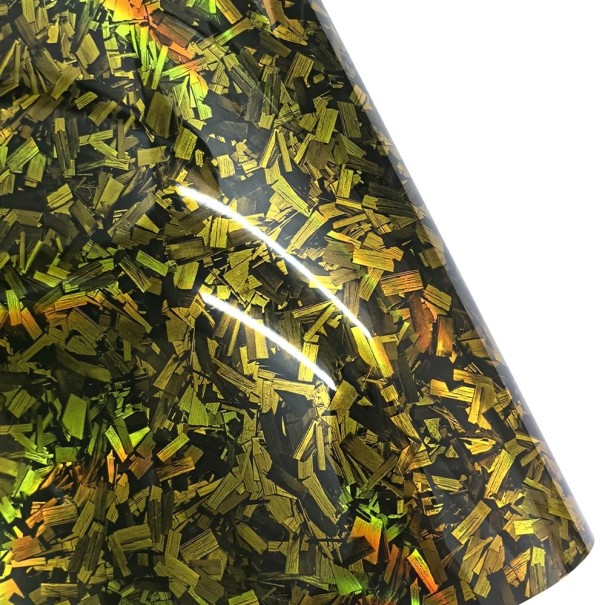 Fólia autocolante brilhante arco-íris preta ou brilhante dourada 30x152 cm Fólia PVC de tuning para capô com efeito de cores mutáveis Sem bolhas dourado