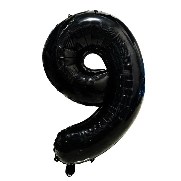 Fóliás 9-es számú dekoratív ballon 81,3 cm fekete nagy szám születésnapokra, évfordulókra, ünnepségekre és parti díszítéshez 1