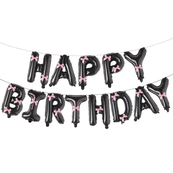 Fóliás ballonok HAPPY BIRTHDAY 40,6 cm fekete dekoratív ballonok betűformában születésnapi felirat az ünnepség díszítésére és parti dekoráció 1