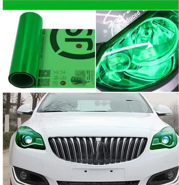 Folie autoadezivă transparentă colorată pentru faruri 30x60 cm Folie de protecție colorată pentru lumini Ușor de aplicat Impermeabilă Detașabilă verde