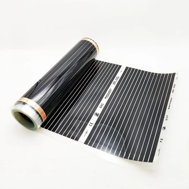 Folie calefactora infrarroja para calefacción por suelo radiante 50 x 200 cm Folie calefactora de carbono en rollo Folie calefactora cortable para instalación en seco bajo el suelo 1