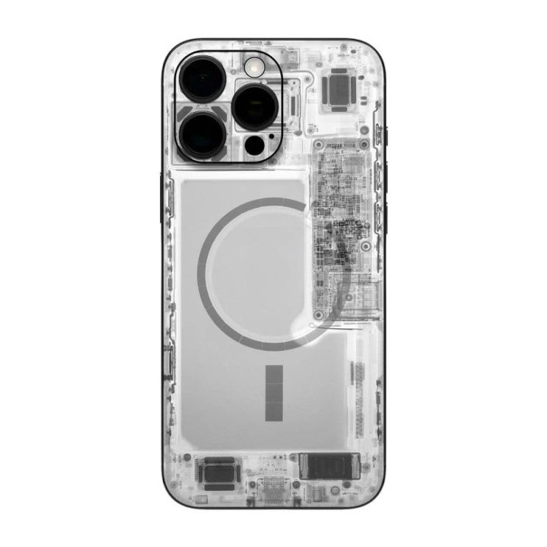 Folie de protecție din hidrogel pentru iPhone 13 Mini pe partea din spate albă cu motivul componentelor interne