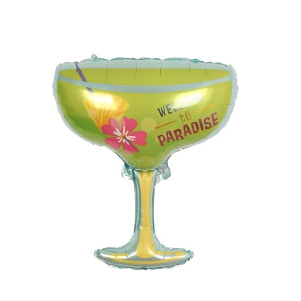 Folieballon i form af et cocktailglas Welcome to Paradise 77 × 60 cm grøn dekorativ ballon til sommerfester, fejringer og hawaiianske fester 1