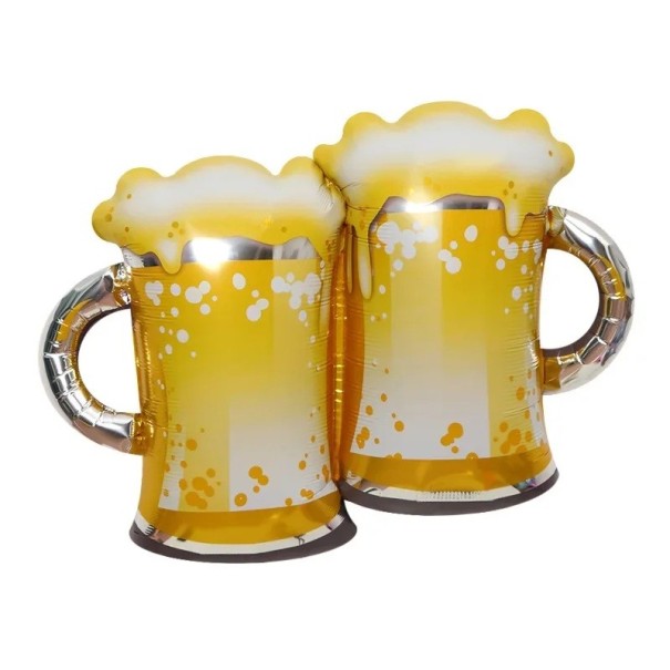 Folieballon twee bierpullen 85 × 54 cm gouden decoratieve ballon in de vorm van twee bierglazen met schuim voor het vieren van verjaardagen en feesten 1