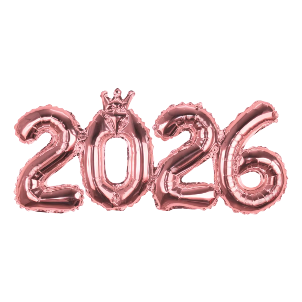Foliebaloons 45 x 93 cm Cijfers 2026 Zilveren ballonnen van aluminiumfolie Nieuwjaarsdecoratie Oud en Nieuw Feest Promotie Kerst roze-goud