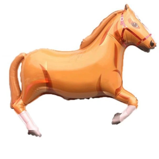 Folienballon in Form eines Pferdes 103 × 75 cm Dekorativer Partyballon aus Folie mit Pferdemotiv für Kindergeburtstagsdekoration hellbraun