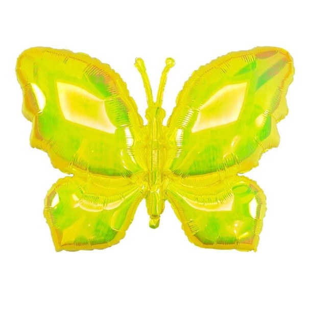 Folienballon Schmetterling 72 × 98 cm Holografischer Ballon in Schmetterlingsform Dekoration für Geburtstage Hochzeiten Partys Dekoration Fotokiosk gelb