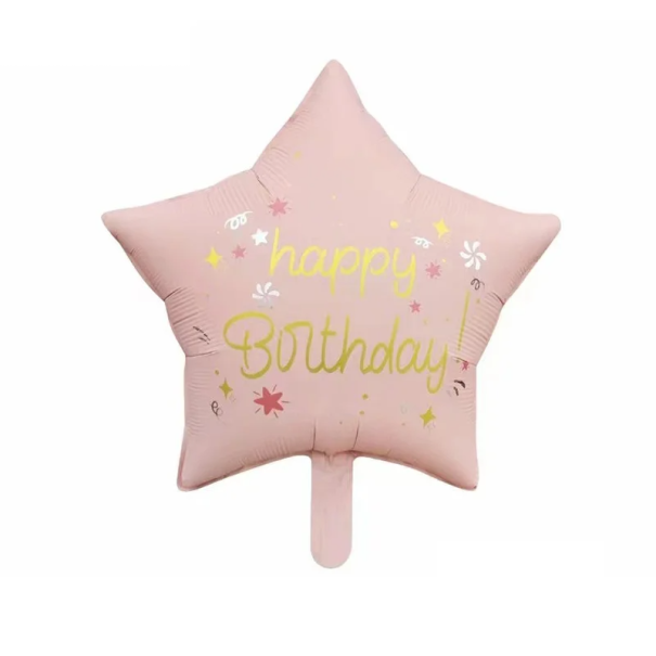 Folienballon Stern 46 cm mit dem Schriftzug Happy Birthday Dekoration für Geburtstagsfeiern Raumdekoration Aufblasbarer Ballon rosa