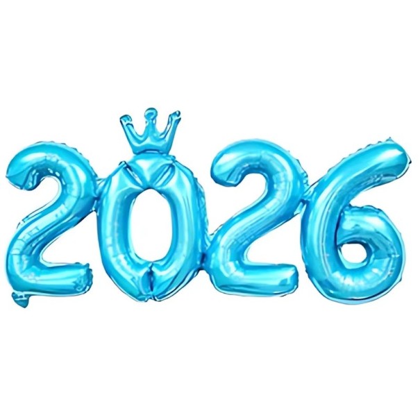 Folienballons 45 x 93 cm Zahlen 2026 Silberne Ballons aus Aluminiumfolie Neujahrsdekoration Silvester Party Abschlussfeier Weihnachten hellblau