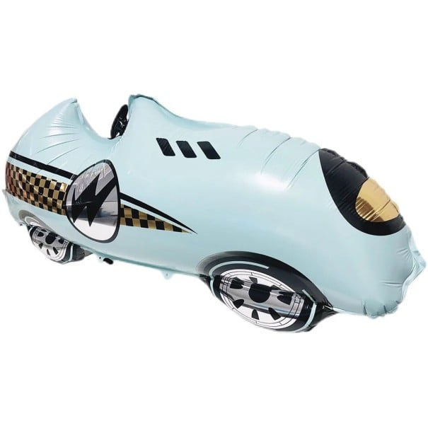 Fóliový balónek Závodní auto 100 x 45 x 20 cm Velký party balónek ve tvaru závodního vozu Dekorace na dětskou narozeninovou oslavu modrá