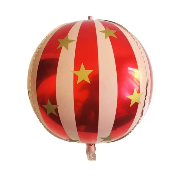 Foliumpartyballong rund med stjärnor och ränder 56 cm Foliumpartyballong dekoration för födelsedagsfester tematisk dekoration röd