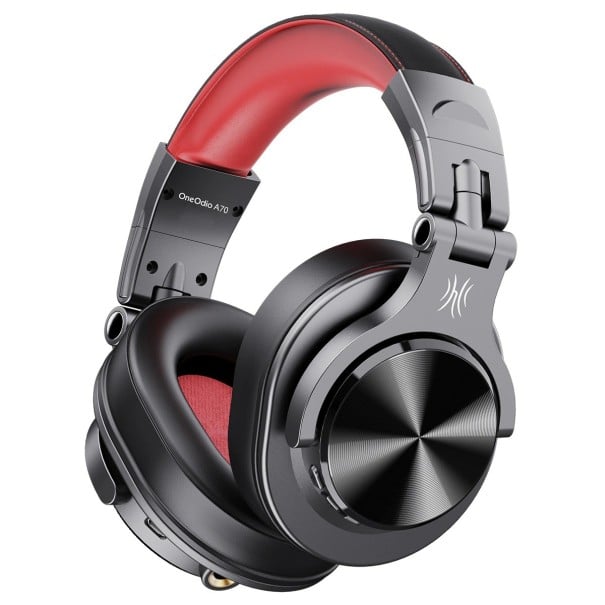Fones de ouvido de estúdio sem fio sobre a cabeça Bluetooth 5.0 e conexão com fio de jack de 3,5 mm Bateria de 650 mAh Cabo com conector vermelho