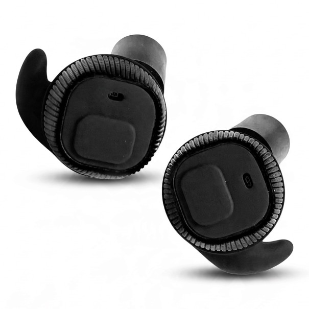 Fones de ouvido eletrónicos protetores de ruído NRR 26 dB recarregáveis com estojo à prova de água IPX4 para uso interior e exterior preto