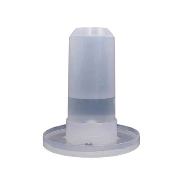 Fontană de băut pentru păsări cu rezervor 13x16x6 cm din plastic transparent cu bol pentru apă pentru cuști și alimentare zilnică 1