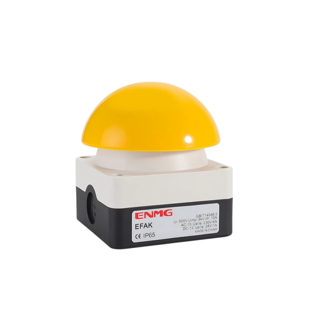Foot Button Switch with Semi-Spherical Pedal 92 mm Auto Reset 1NO+1NC for Machine Control by Pressing and Tapping yellow