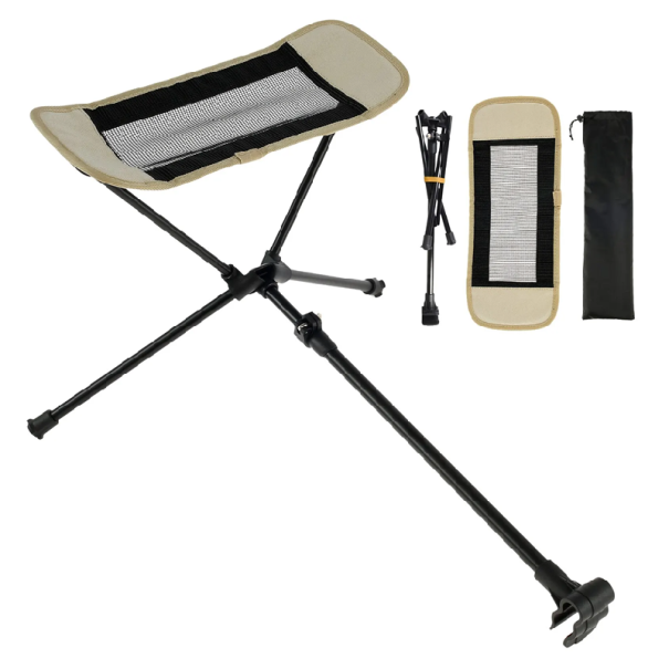 Footrest for Camping Chair 37.5 x 15 cm Folding Footrest 55 x 12 cm Adjustable 40–70 cm Height 32 cm Weight 400 g khaki