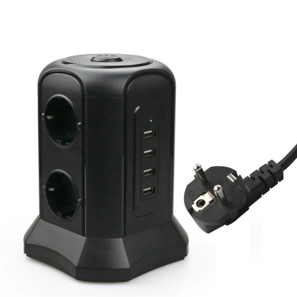 Forlængerledning 6x stikkontakt, 4x USB 2 m 1