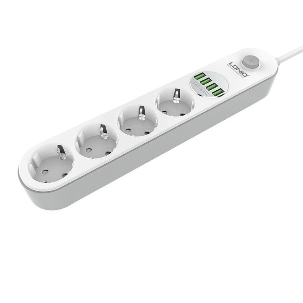 Forlængerledning med afbryder 4x stikkontakt, 4x USB 2 m 1