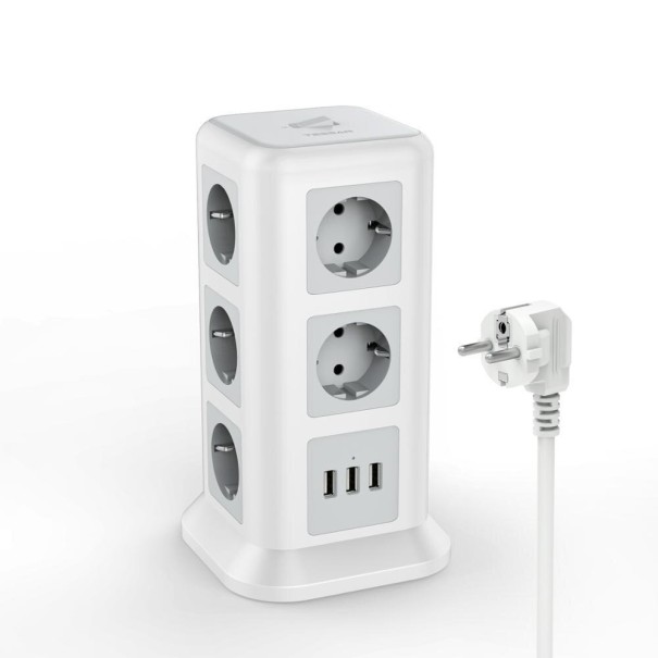 Förlängningssladd 11x uttag, 3x USB, 2 m 1