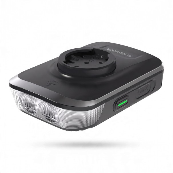 Forlygte til cykel Ravemen FR1500 SE 1000–1500 lm 3 blinkemoduser Batteri 3500 mAh Rustfrit stål Sort Under cykelcomputer Garmin 1