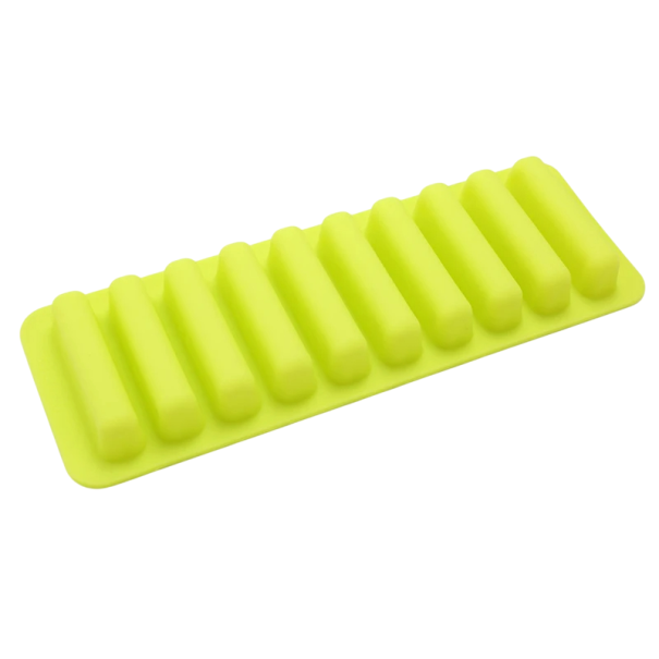 Formă de gheață din silicon 25 × 9 × 7,5 cm, formă creativă pentru deget cu 10 grile, silicon de calitate alimentară pentru înghețată, budincă, ciocolată, utilizare în batoane verde