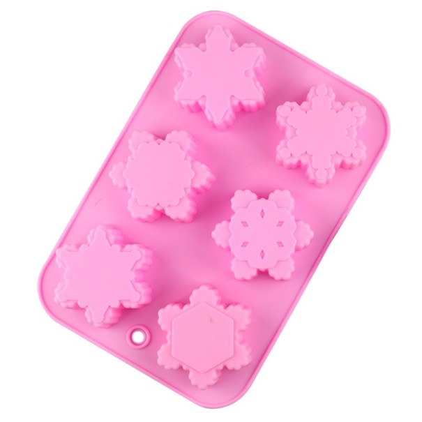 Forma de silicone 25,5 x 17,4 cm 6 flocos Forminha para moldar cera, resina, gesso, sabão e chocolate Decoração de Natal 1