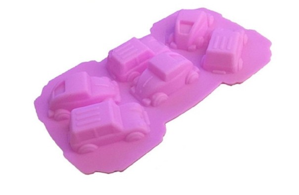 Forma de silicone 3D com motivo de carros Seis cavidades em duas formas Tamanho da forma 17 cm Carro aproximadamente 5,2 cm Resistência de -40 a 210 1