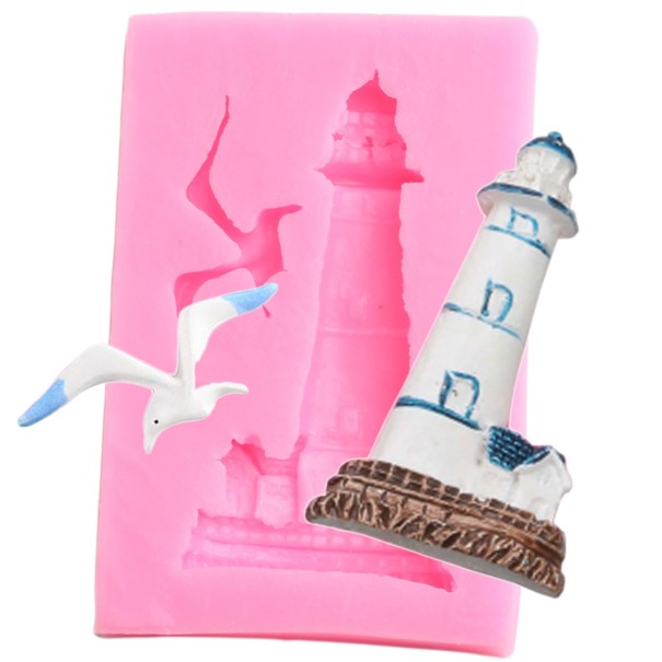 Forma de silicone farol e gaivota 1