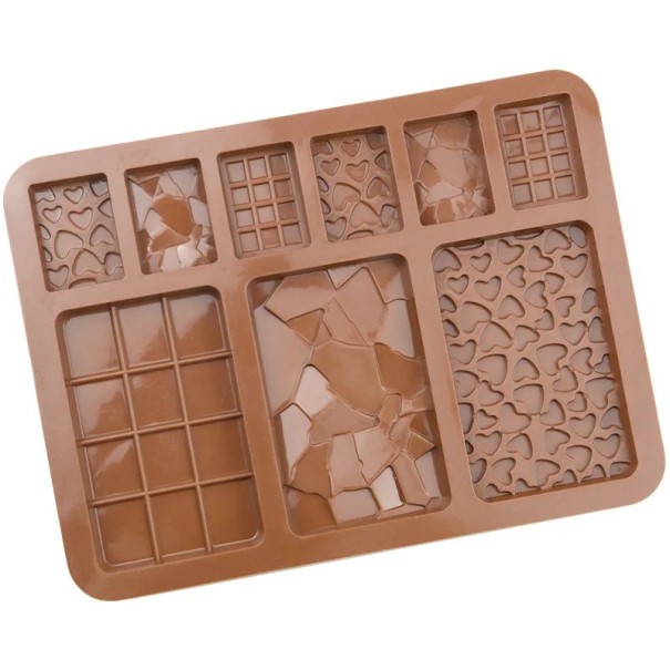 Forma de silicone para chocolate Tabuleiro dividido Cozinha Produção caseira Bombons Moldes de cera Antiaderrapante Reutilizável 15 × 20,4 cm 1