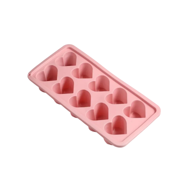 Forma de silicone para gelo 21,7×10,4 cm 10 buracos em forma de coração Forma de verão para gelados Pudim Doces Tabuleiro para congelador Silicone 1