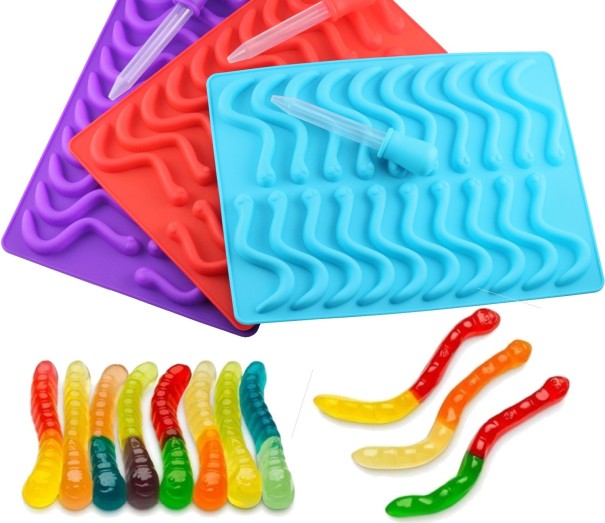 Forma de silicone para gomas de minhoca 1