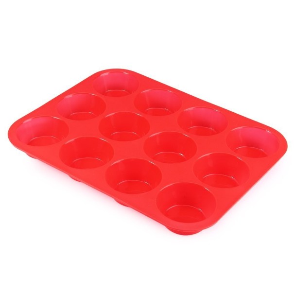 Forma de silicone para muffins vermelho