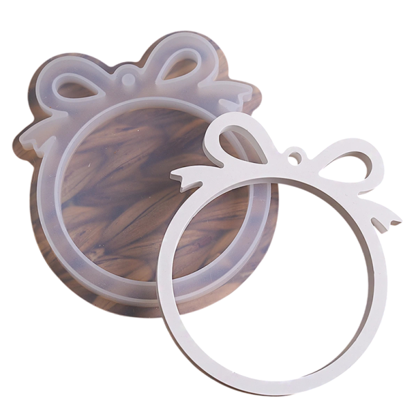 Formă din silicon 9,7 x 10,5 cm Rotundă de Crăciun cu fundiță Formă din rășină pentru ghips DIY Fabricare de pandantive suspendate Decorațiune Seria 1