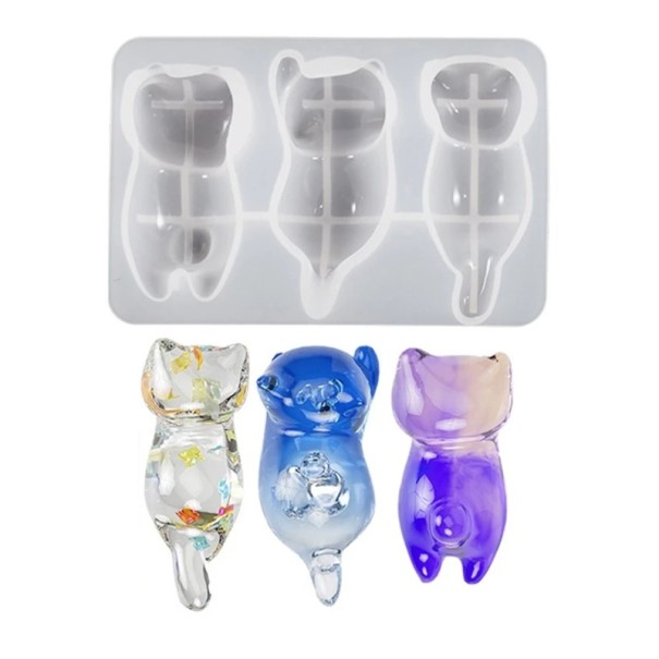 Formă din silicon pentru rășină 11,6 x 7,7 cm Formă pentru pisici Figurine 3D Decorațiuni animale Fabricare manuală a turnărilor 1